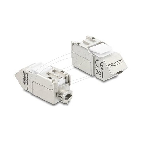 Delock - Modul - 45° angled, 90° cable routing, tool-free - CAT 6a - stínený - RJ-45, LSA - kov