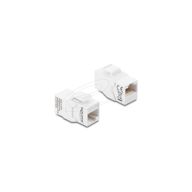 Delock - Modul keystone - RJ-45 (F) do RJ-45 (F) - nestínený - CAT 6a - zacvakávací - bílá