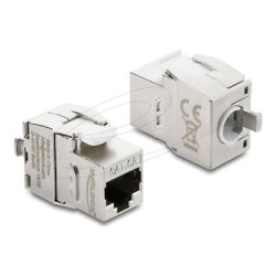 Delock - Modul keystone - RJ-45 (F) do LSA (F) - odstínený - CAT 6a - zacvakávací - bílá, stríbrná