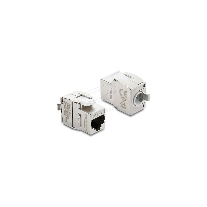 Delock - Modul keystone - RJ-45 (F) do LSA (F) - odstínený - CAT 6a - zacvakávací - bílá, stríbrná