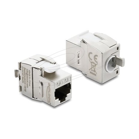 Delock - Modul keystone - RJ-45 (F) do LSA (F) - odstínený - CAT 6a - zacvakávací - bílá, stríbrná