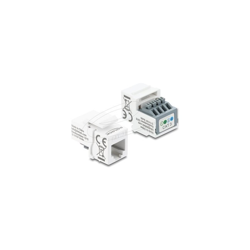 Delock - Modul keystone - RJ-11 (F) do blok svorkovnice se 4 kolíky - nestínený - CAT 3 - bílá