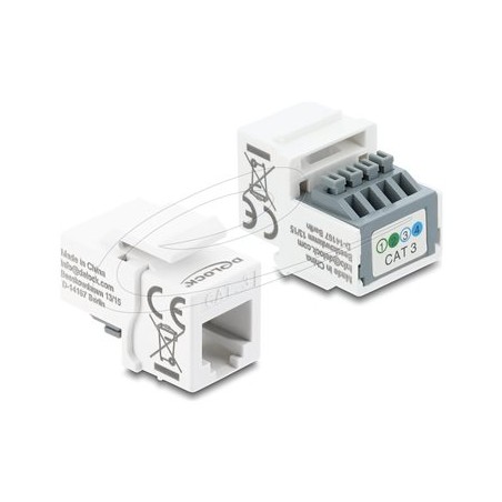 Delock - Modul keystone - RJ-11 (F) do blok svorkovnice se 4 kolíky - nestínený - CAT 3 - bílá