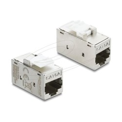 Delock - Modul keystone - RJ-45 (F) do RJ-45 (F) - odstínený - CAT 6a - bílá, stríbrná