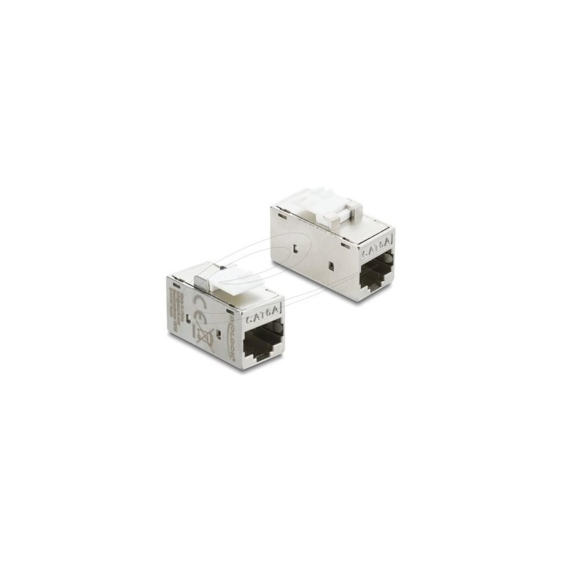 Delock - Modul keystone - RJ-45 (F) do RJ-45 (F) - odstínený - CAT 6a - bílá, stríbrná
