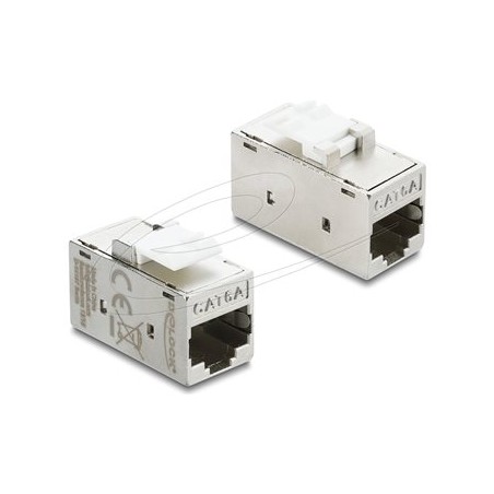 Delock - Modul keystone - RJ-45 (F) do RJ-45 (F) - odstínený - CAT 6a - bílá, stríbrná