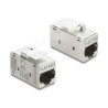 Delock - Modul keystone - RJ-45 (F) do RJ-45 (F) - odstínený - CAT 6a - bílá, stríbrná