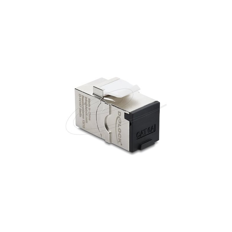 Delock - Modul keystone - RJ-45 (F) do RJ-45 (F) - odstínený - CAT 6a - cerná, bílá, stríbrná