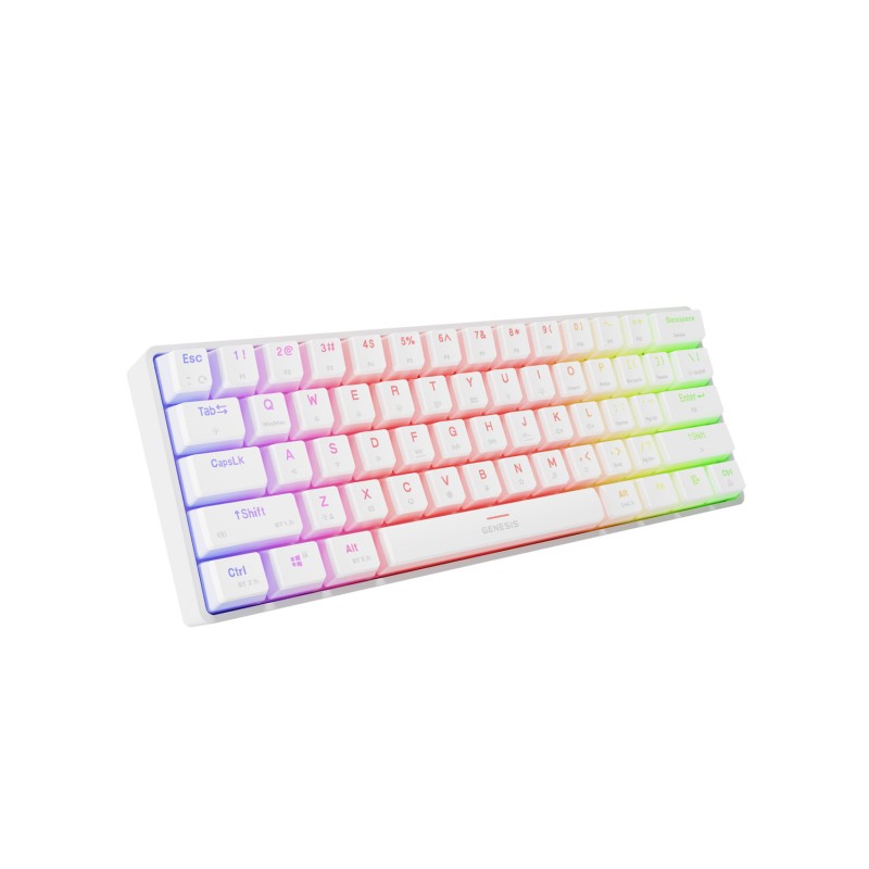 Genesis herní klávesnice THOR 660 G2/Gateron Red/USB+BT/US layout/Bílá