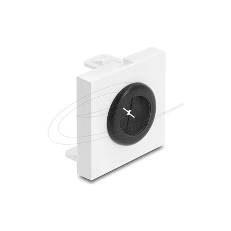 Delock - Easy 45 - zacvakávací modul - kabelová pruchodka, kulatá, prumer 18 mm - cerná, bílá