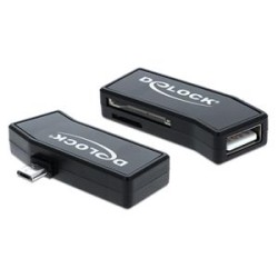 Delock Micro USB OTG Card Reader + 1 x USB port - Čtečka karet (MMC, SD, microSD, SDHC, microSDHC, SXC, microSDXC) - USB