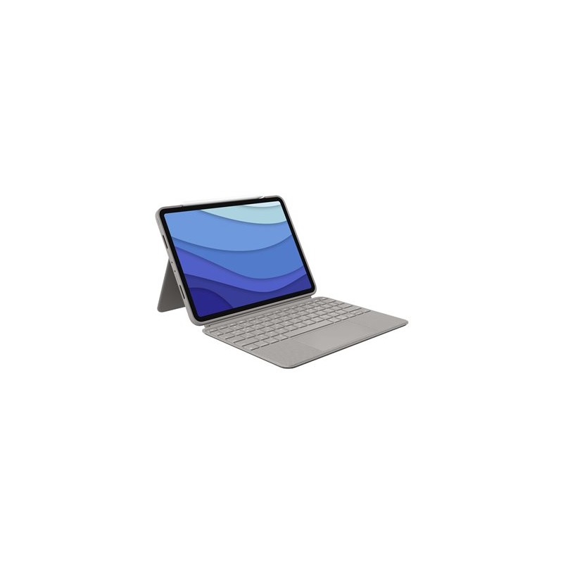 Logitech Combo Touch - Klávesnice a pouzdro - s trackpad - podsvícení - Apple Smart connector - QWERTY - španělská - písek