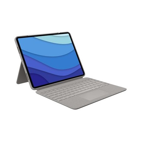 Logitech Combo Touch - Klávesnice a pouzdro - s trackpad - podsvícení - Apple Smart connector - QWERTY - britská - písek (sand)