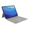 Logitech Combo Touch - Klávesnice a pouzdro - s trackpad - podsvícení - Apple Smart connector - QWERTY - britská - písek (sand)