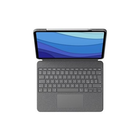 Logitech Combo Touch - Klávesnice a pouzdro - s trackpad - podsvícení - Apple Smart connector - QWERTY - italská - oxfordská