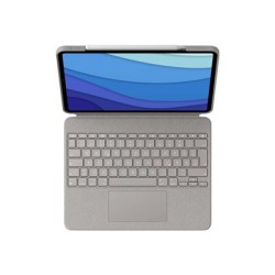Logitech Combo Touch - Klávesnice a pouzdro - s trackpad - podsvícení - Apple Smart connector - QWERTY - španělská - písek