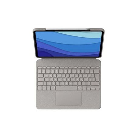 Logitech Combo Touch - Klávesnice a pouzdro - s trackpad - podsvícení - Apple Smart connector - QWERTY - španělská - písek