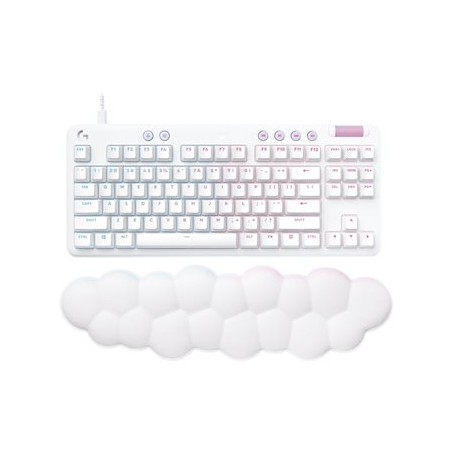 Logitech G G713 - Klávesnice - bez numerické klávesnice - podsvícení - USB - QWERTY - britská - klávesový spínač: Tactile - bílá