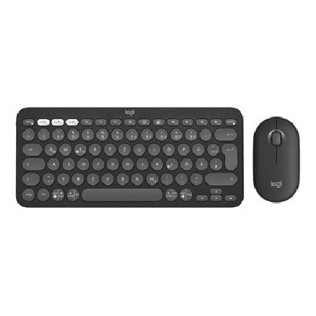 Logitech Pebble 2 Combo - Klávesnice a sada myši - bezdrátový - Bluetooth LE - QWERTZ - německá - tonal graphite