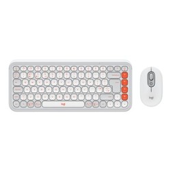 Logitech POP Icon Combo - Klávesnice a sada myši - bezdrátový - Bluetooth LE - QWERTY - britská - bělavá, oranžová