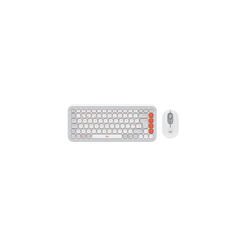 Logitech POP Icon Combo - Klávesnice a sada myši - bezdrátový - Bluetooth LE - QWERTY - britská - bělavá, oranžová