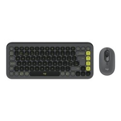 Logitech POP Icon Combo - Klávesnice a sada myši - bezdrátový - Bluetooth LE - QWERTY - britská - grafit, zelená