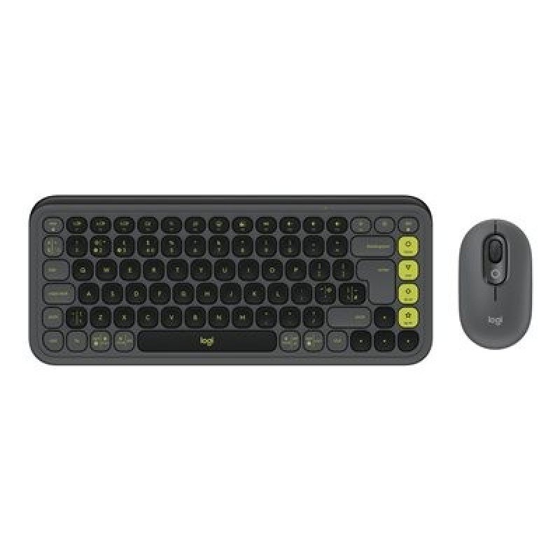 Logitech POP Icon Combo - Klávesnice a sada myši - bezdrátový - Bluetooth LE - QWERTY - britská - grafit, zelená