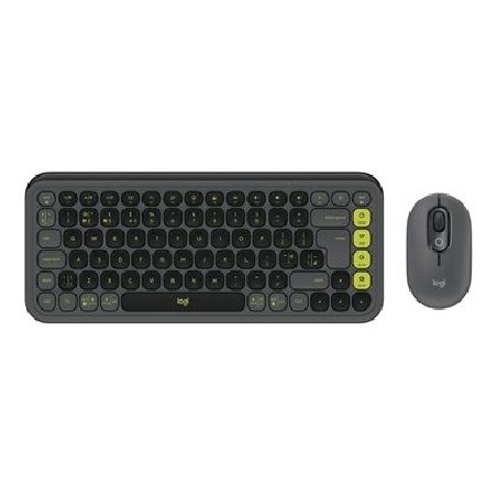 Logitech POP Icon Combo - Klávesnice a sada myši - bezdrátový - Bluetooth LE - QWERTY - britská - grafit, zelená