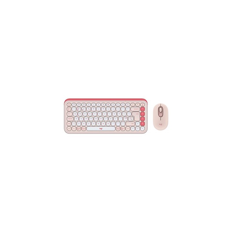 Logitech POP Icon Combo - Klávesnice a sada myši - bezdrátový - Bluetooth LE - QWERTY - britská - ružová, bělavá