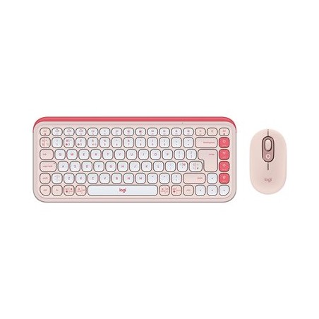 Logitech POP Icon Combo - Klávesnice a sada myši - bezdrátový - Bluetooth LE - QWERTY - britská - ružová, bělavá