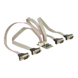 Delock MiniPCIe I/O PCIe full size 4 x Serial RS-232 with Voltage Supply - Sériový adaptér - PCIe 2.0 Mini Card - RS-232 x 4