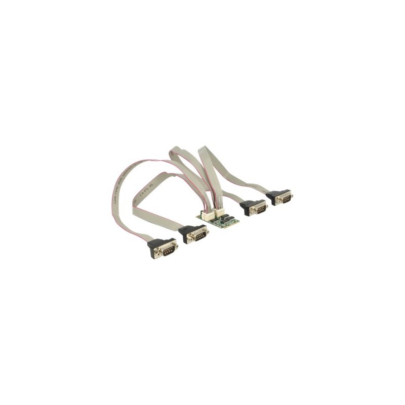 Delock MiniPCIe I/O PCIe full size 4 x Serial RS-232 with Voltage Supply - Sériový adaptér - PCIe 2.0 Mini Card - RS-232 x 4
