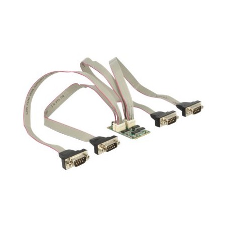 Delock MiniPCIe I/O PCIe full size 4 x Serial RS-232 with Voltage Supply - Sériový adaptér - PCIe 2.0 Mini Card - RS-232 x 4