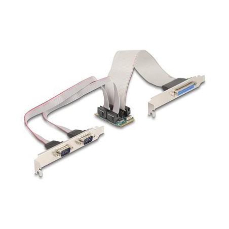 Delock - Paralelne-sériový adaptér - PCIe 1.2 Full Mini Card nízký profil - RS-232 x 2 + IEEE 1284 x 1