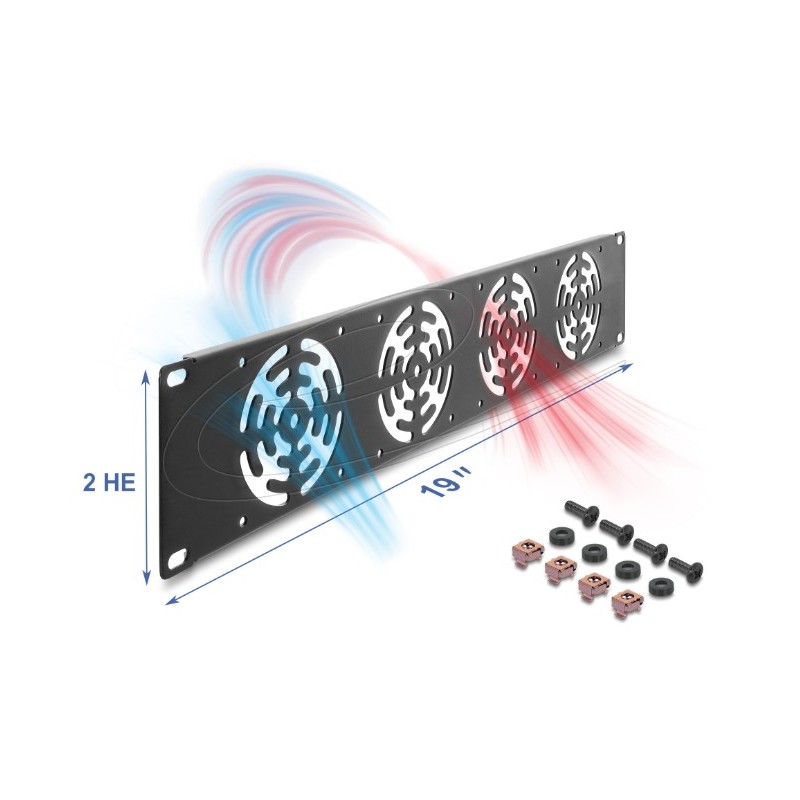 Delock 19 2U Rack Cover for 4 fans 80 x, Delock 19 2U Rack Cover for 4 fans 80 x