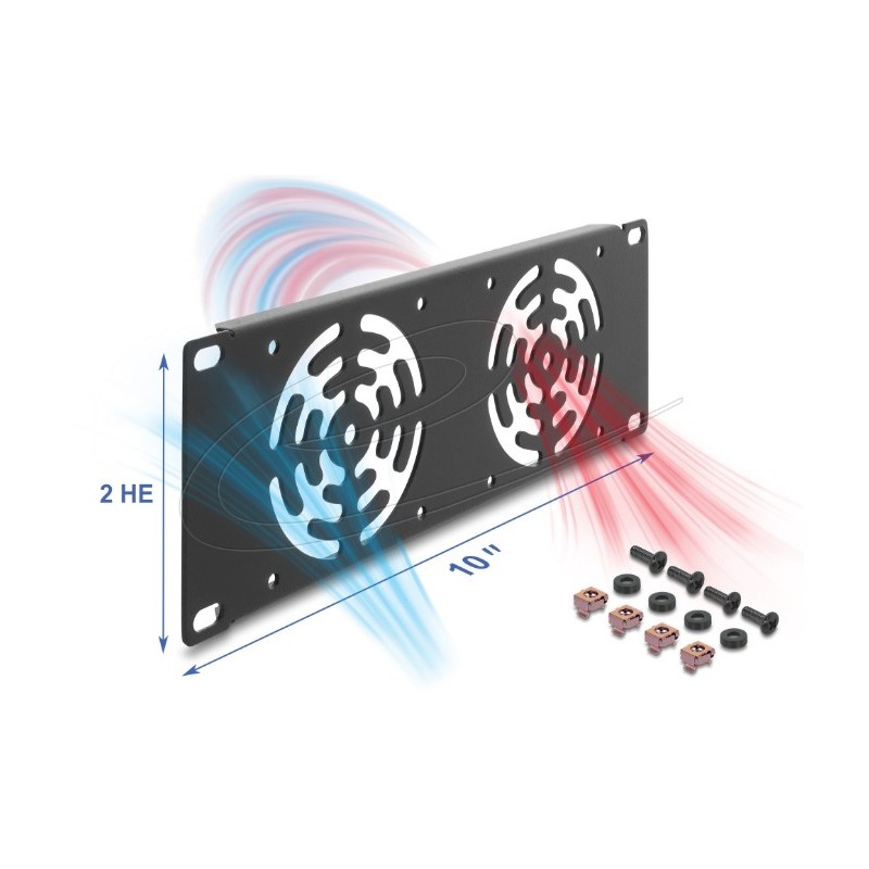 Delock 10 2U Rack Cover for 2 fans 80 x, Delock 10 2U Rack Cover for 2 fans 80 x