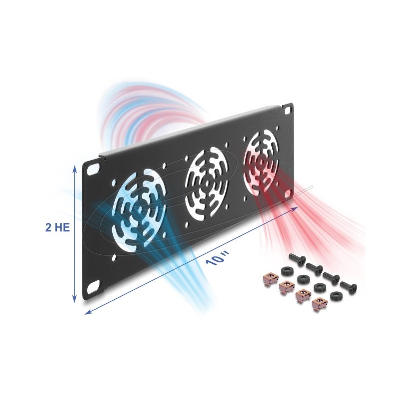 Delock 10 2U Rack Cover for 3 fans 60 x, Delock 10 2U Rack Cover for 3 fans 60 x