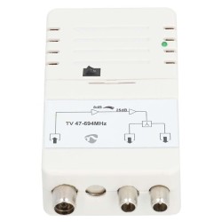 NEDIS zesilovač CATV/ maximální zesílení 25 dB/ 47 - 694 MHz/ 2 výstupy/ konektor IEC/ bílý
