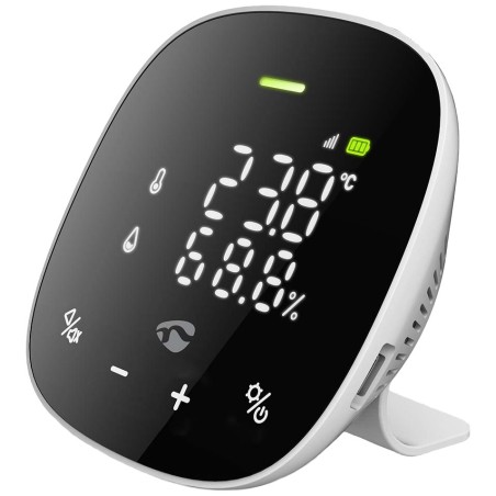 NEDIS Wi-Fi chytrý monitor kvality ovzduší/ včetně displeje/ Oxid uhličitý (CO2)/ teplota/ vlhkost/ Android/ černo-bílý