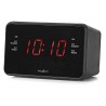 NEDIS digitální budík s rádiem/ LED displej/ 3,5 mm jack/ AM/ FM/ odložené buzení/ časovač vypnutí/ 2 alarmy/ černý