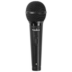 NEDIS kabelový mikrofon/ Kardioid/ odnímatelný kabel 5m/ 600 Ohm/ -72 dB/ jack 6.35 mm/ vypínač/ ABS/ černý