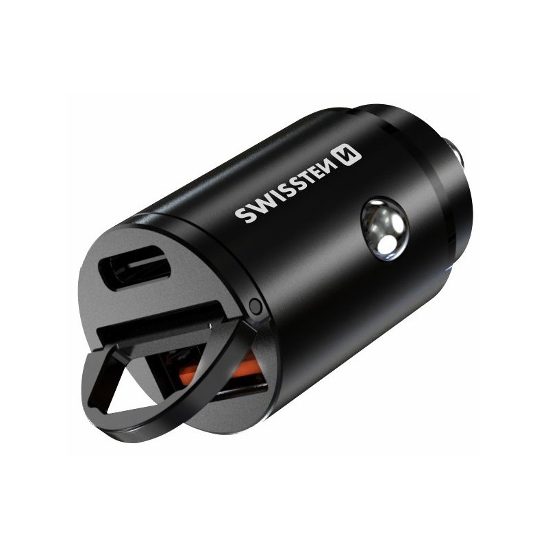 Swissten CL adaptér Power Delivery USB-C + Super Charge 3.0 30W nano černý