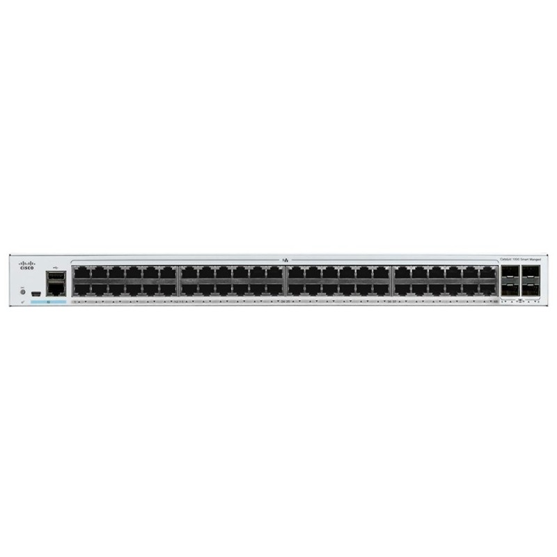 Cisco Catalyst C1000-48T-4X-L switch, 48x 100/1000 + 4x 100/1000/10000 SFP+