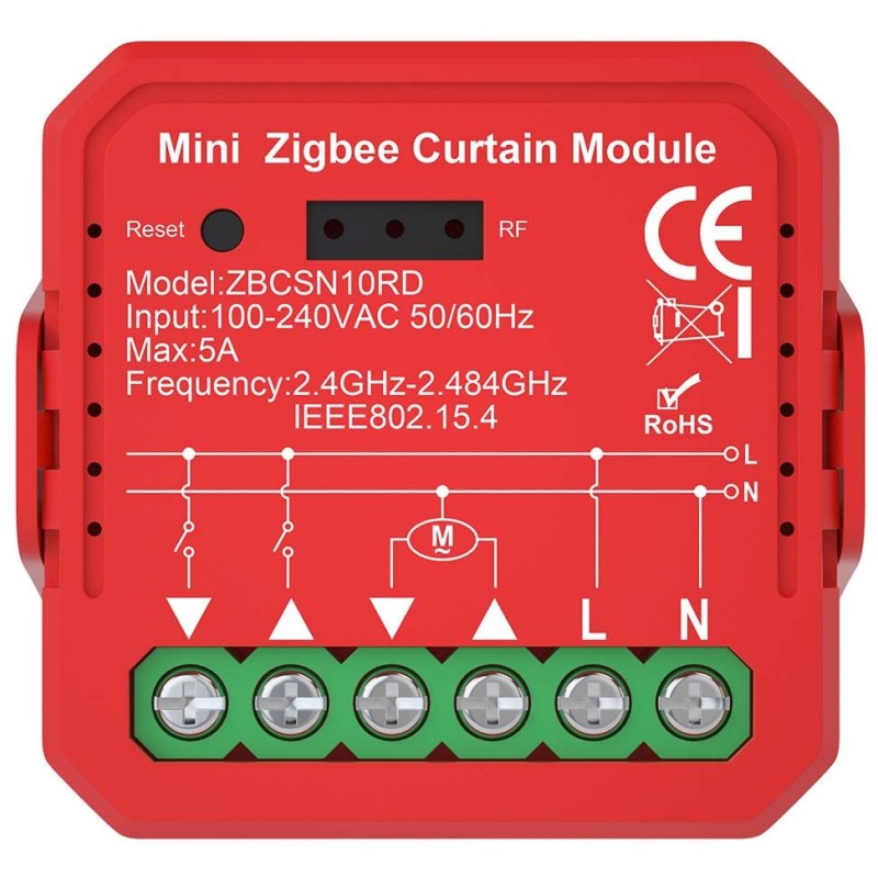 NEDIS chytrý spínač žaluzií/rolet/ 1000W/ připojení terminálu/ Zigbee 3.0/ Android/ iOS/ Nedis® SmartLife/ červený