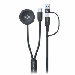 Swissten Magnetický Kabel 2v1 Pro Samsung Galaxy Watch A USB-C, USB-C (USB-A) 1.2 M Černý