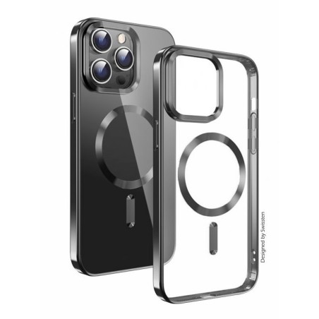 Swissten POUZDRO CLEAR JELLY MagStick METALLIC PRO IPHONE 15 Plus ČERNÉ