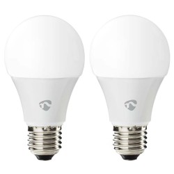 NEDIS Wi-Fi chytrá LED žárovka/ E27/ A60/ 9W/ 230V/ 806 lm/ teplá až studená bílá/ 2700 - 6500K/ RGB/ stmívatelná/ 2ks