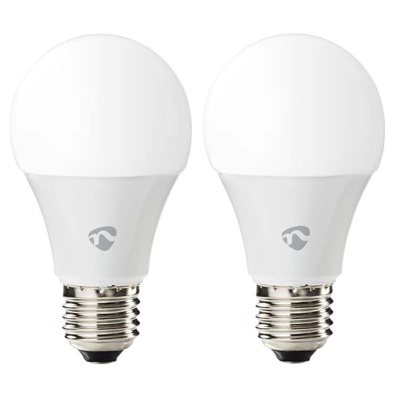 NEDIS Wi-Fi chytrá LED žárovka/ E27/ A60/ 9W/ 230V/ 806 lm/ teplá až studená bílá/ 2700 - 6500K/ RGB/ stmívatelná/ 2ks