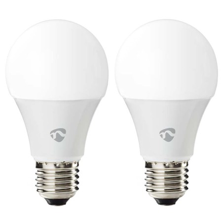 NEDIS Wi-Fi chytrá LED žárovka/ E27/ A60/ 9W/ 230V/ 806 lm/ teplá až studená bílá/ 2700 - 6500K/ RGB/ stmívatelná/ 2ks
