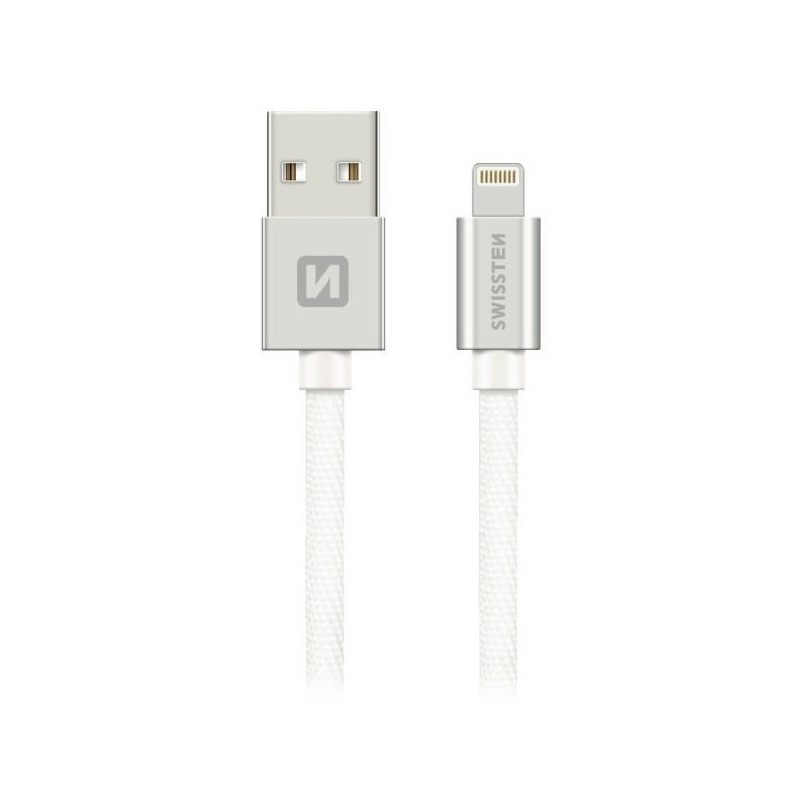 Swissten Datový Kabel Textile Usb / Lightning 0,2 M Stříbrný